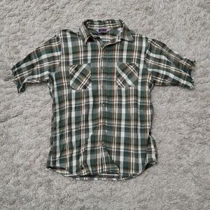 VTG 80s Big Mac Plaid Cutoff Button Up L Tall